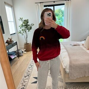 Aviator Nation rainbow fade red sweatshirt